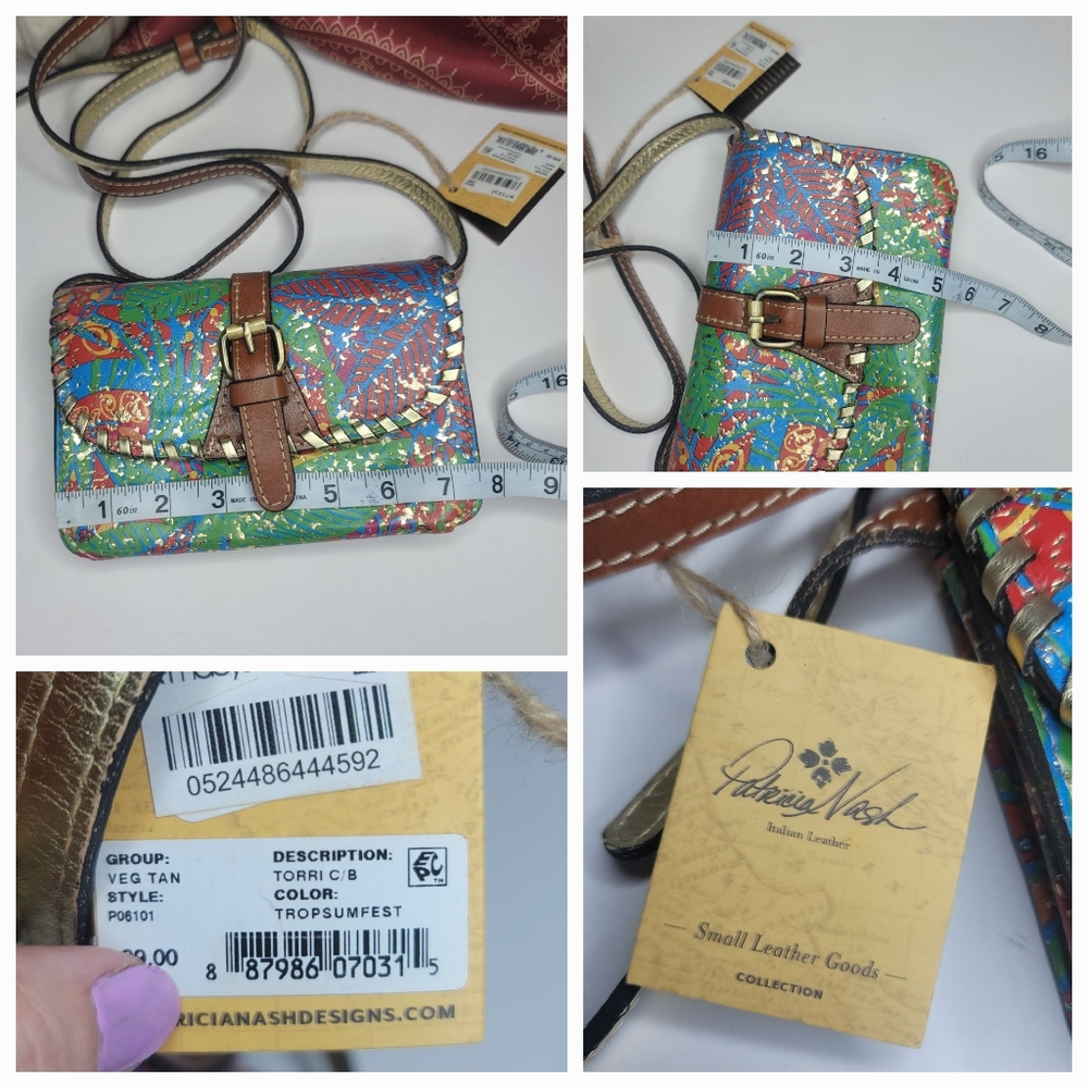 Patricia Nash Torri Crossbody Bag Tropical Summer Fest Leather NWT - Picture 13 of 13